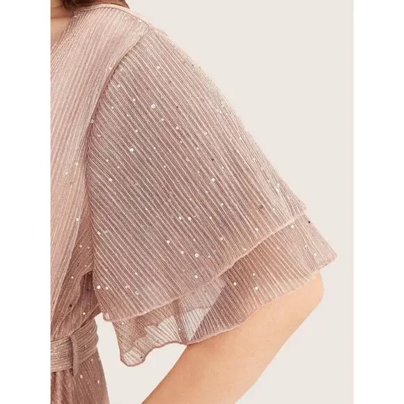 ✨ Plus Size 2X Dress with Ruffled Sleeves Sequins Sparkles & Pockets BloomChic - Picture 7 of 8